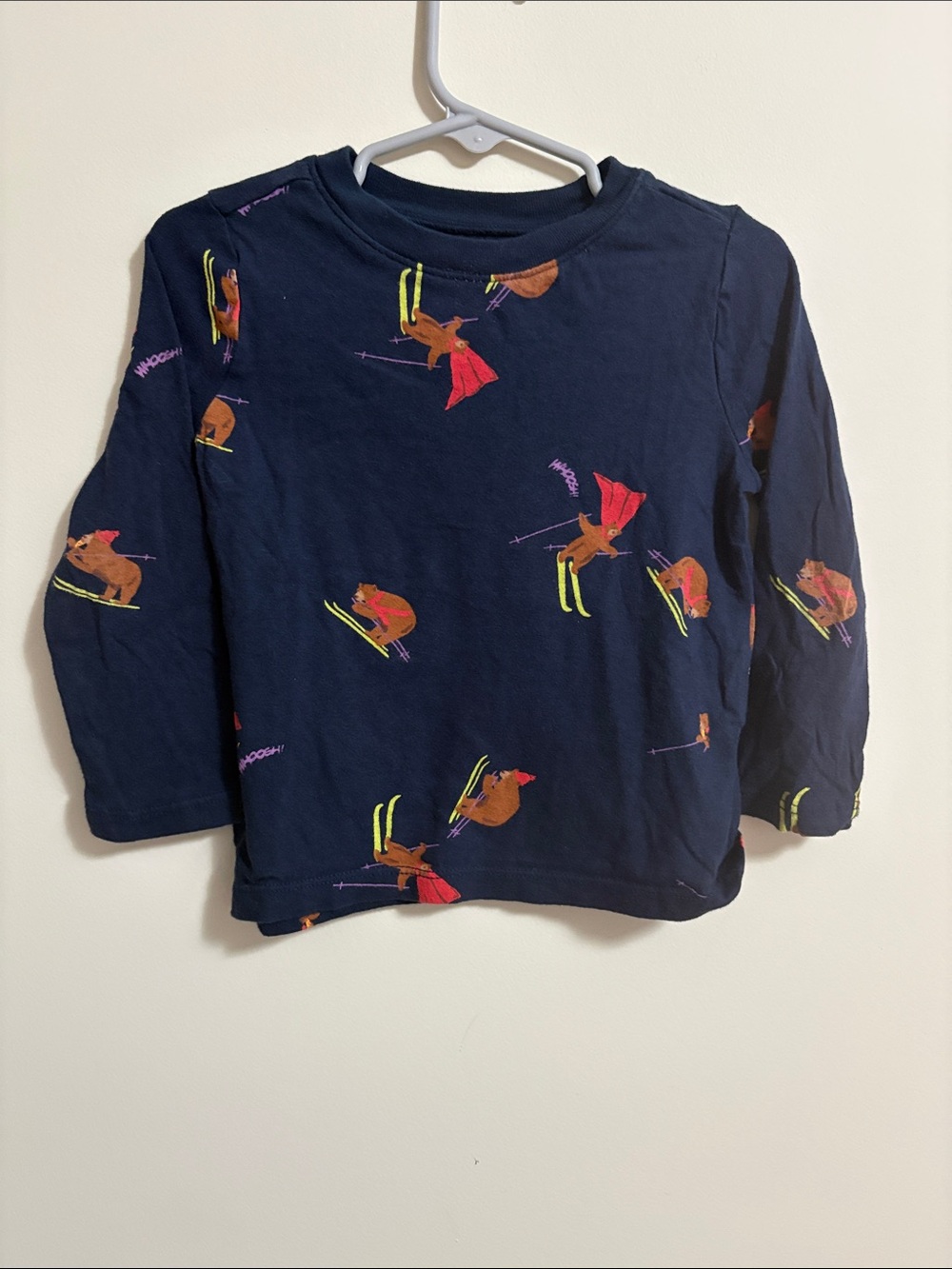 Old Navy Navy Long-Sleeve Ski Bear Tee with Bright Accents